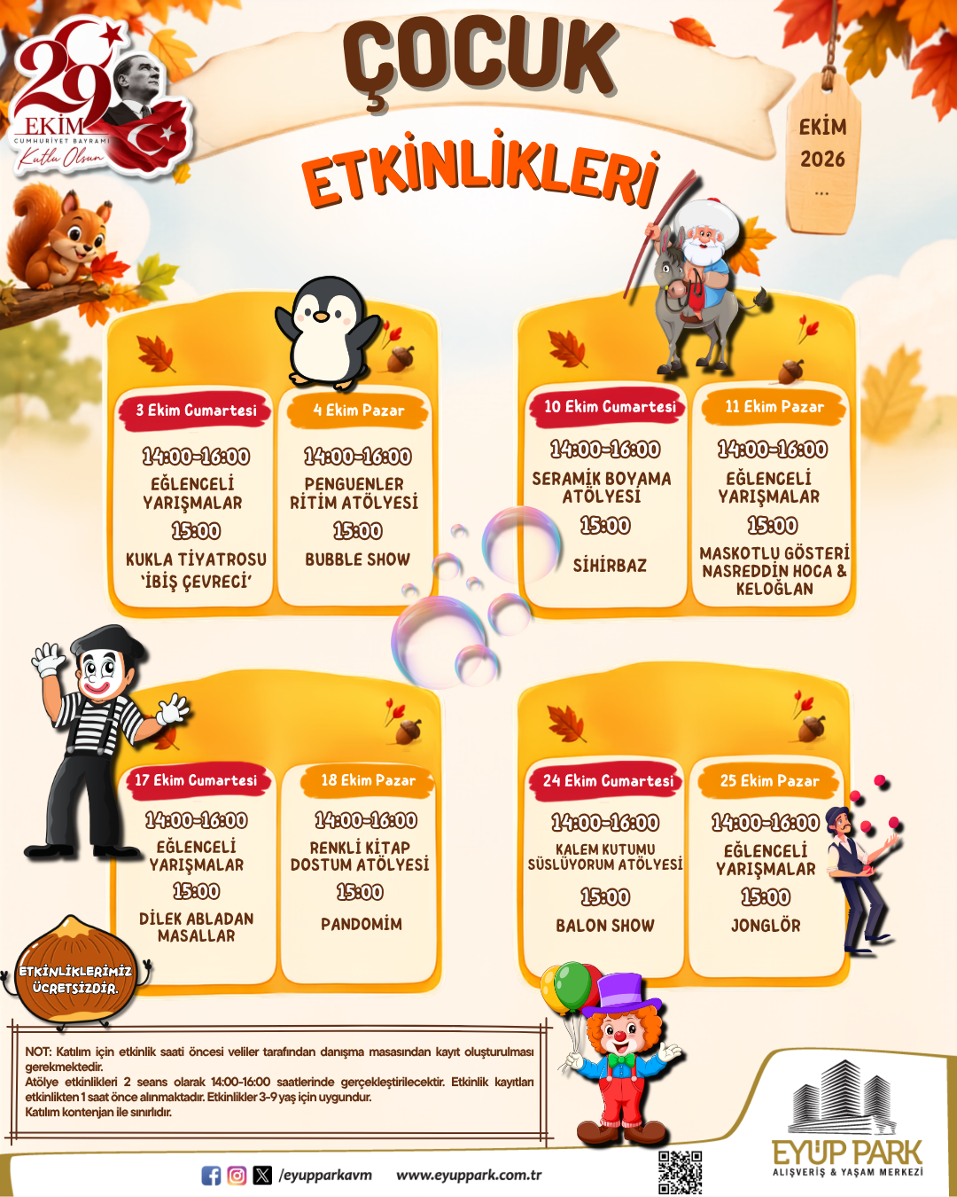 EKİM AYI ÇOCUK ETKİNLİKLERİ
